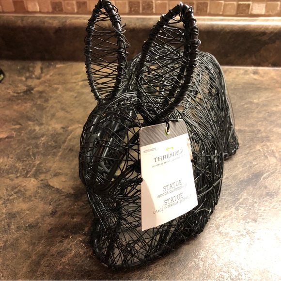 Threshold Black Wire Rabbit Statue Topiary Base Garden Easter Bunny Decor New - Picture 3 of 8
